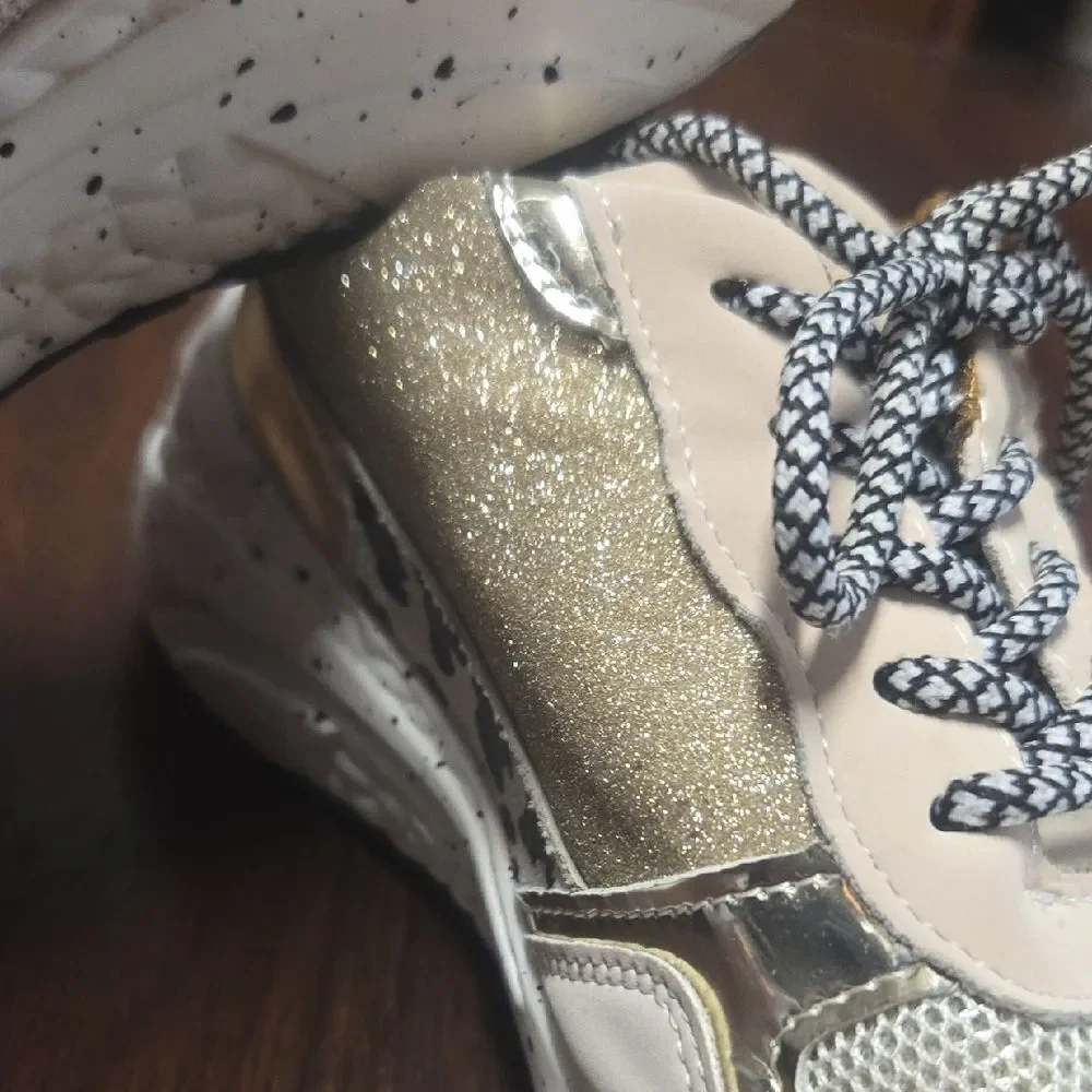Stylish Gold and Cream Women's Sneakers